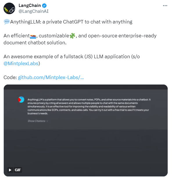 LangChain开源AnythingLLM：可与任何内容聊天的私人ChatGPT