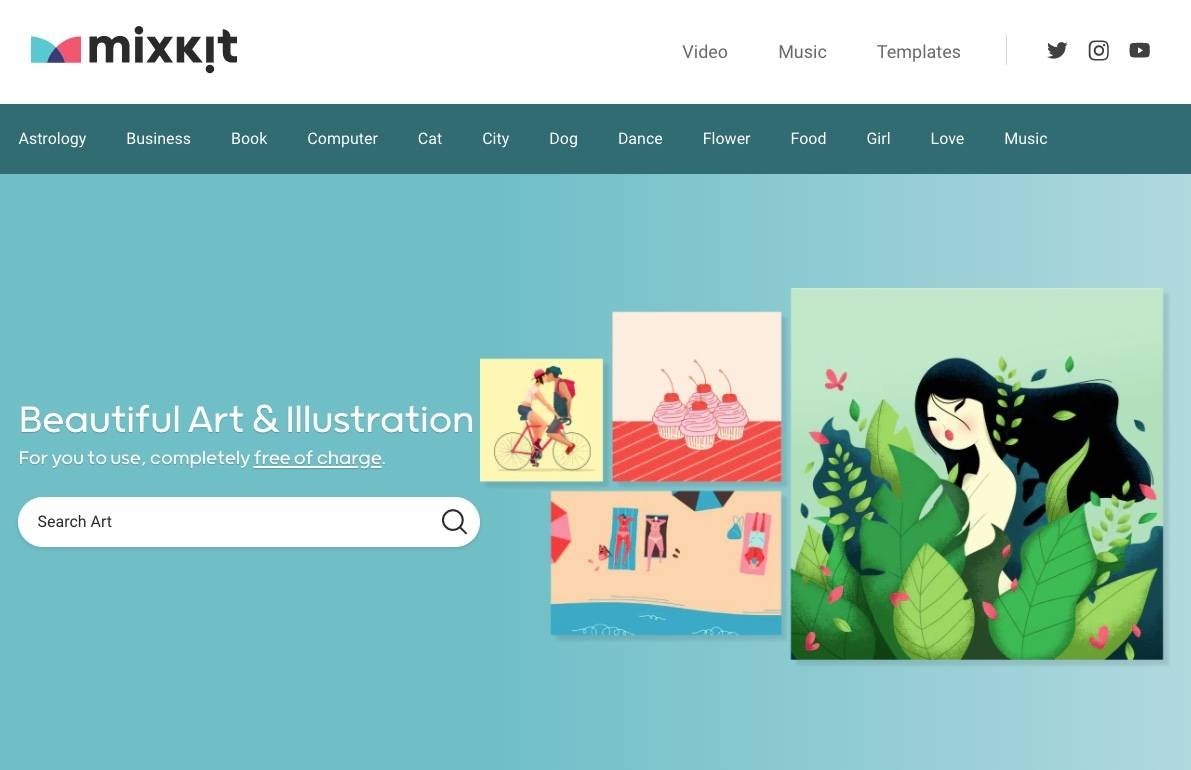 Mixkit：免费艺术插画和图案下载网站