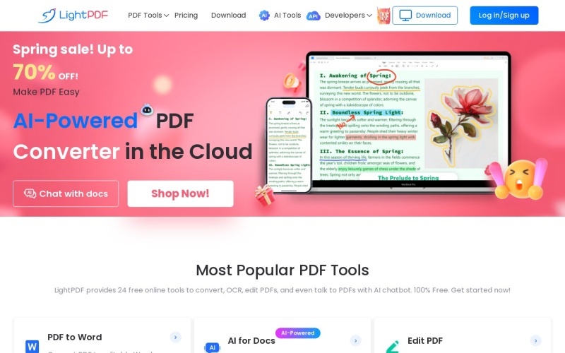 LightPDF：基于Ai的在线PDF编辑工具