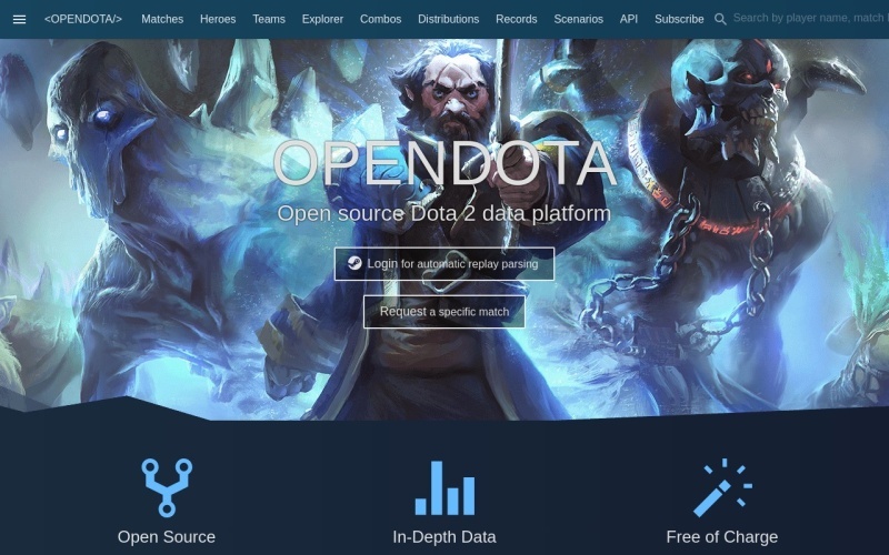 opendota：免费在线Dota2比赛战绩数据分析网站