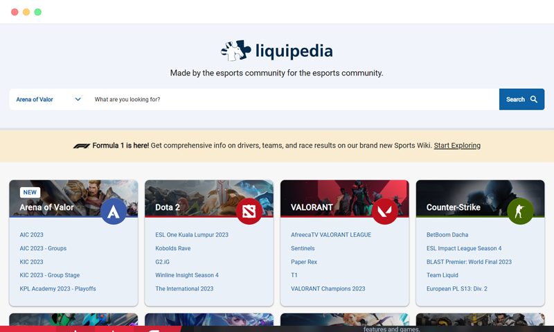 liquipedia(液体wiki)：电子竞技游戏信息百科网站