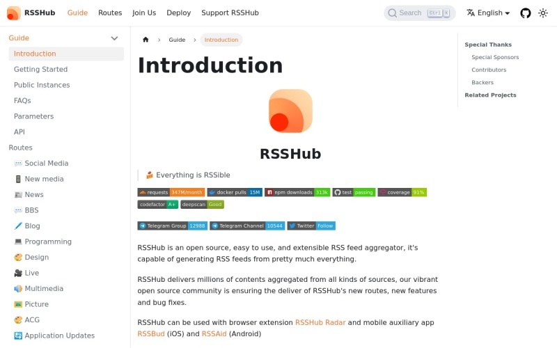 RSSHub：免费开源的RSS订阅源生成工具