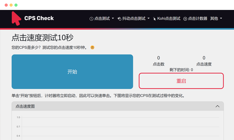 cps-check：免费在线鼠标点击手速CPS测试网站