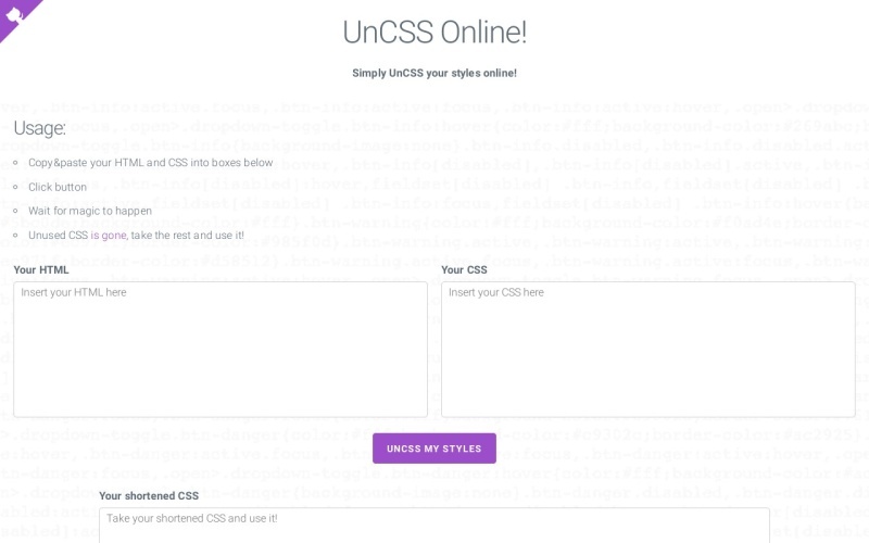 UnCSS Online