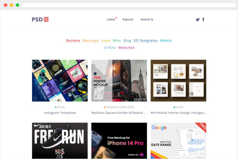 PSD Repo：免费PSD模板及XD模板下载网站