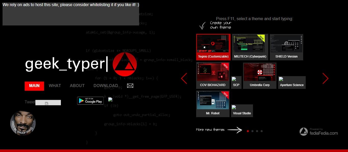 GeekTyper：免费在线黑客桌面终端模拟器网站