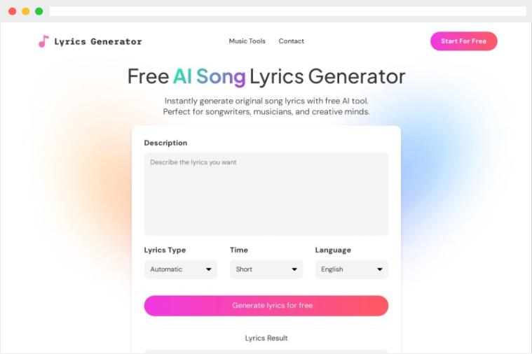 AI Lyrics Generator：基于人工智能的免费AI原创歌词生成器