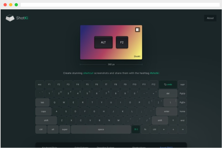 ShotKi：在线键盘快捷键截图生成和美化工具