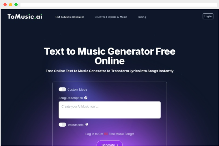 ToMusic：基于人工智能的免费在线AI文本到音乐生成器