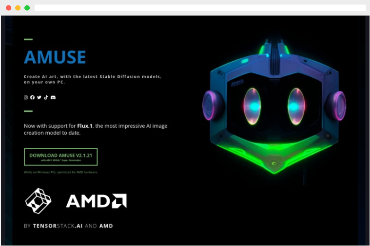Amuse：TensorStack.AI 和 AMD 合作开发的本地AI图片生成软件