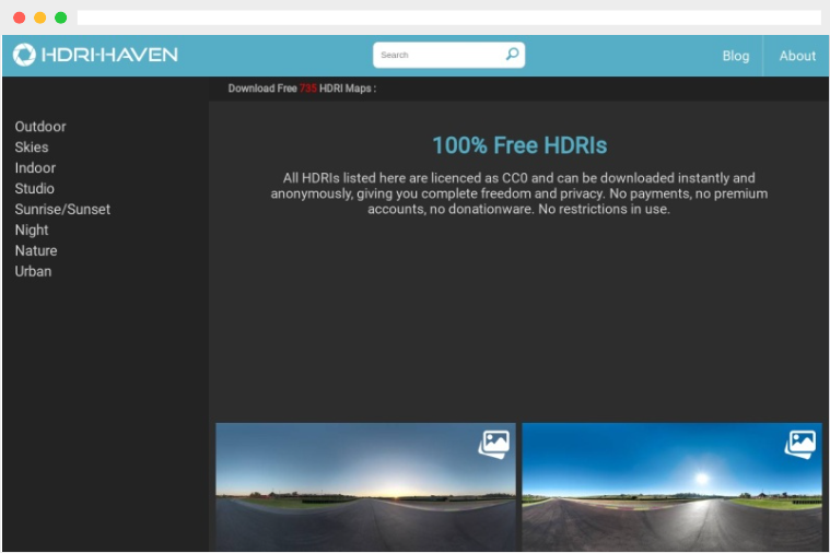 HDRi Haven：免费HDRI贴图素材资源下载网站