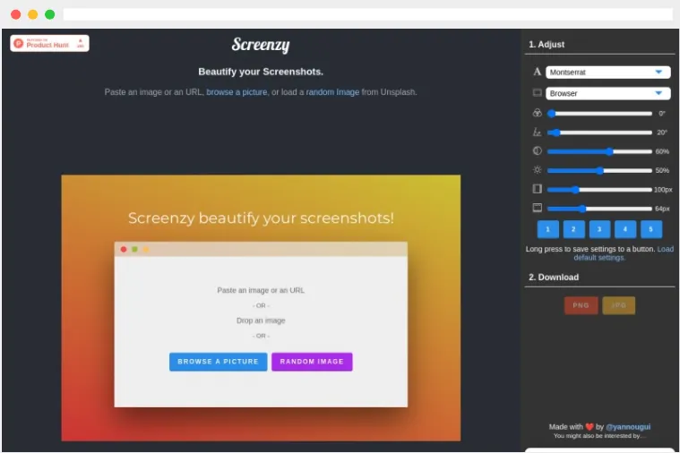 Screenzy：免费在线截图美化工具