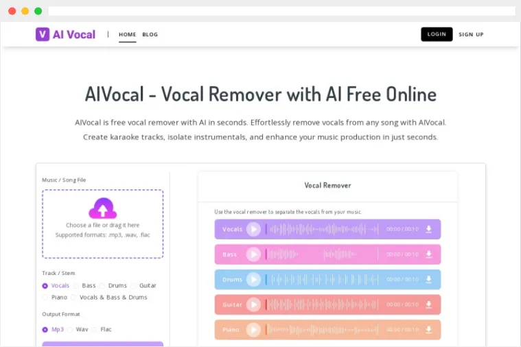 AIVocal：AI驱动的在线免费人声分离消除工具