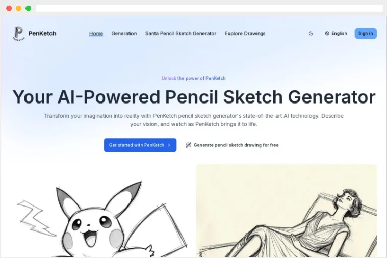 PenKetch：AI驱动的在线铅笔素描图片生成器