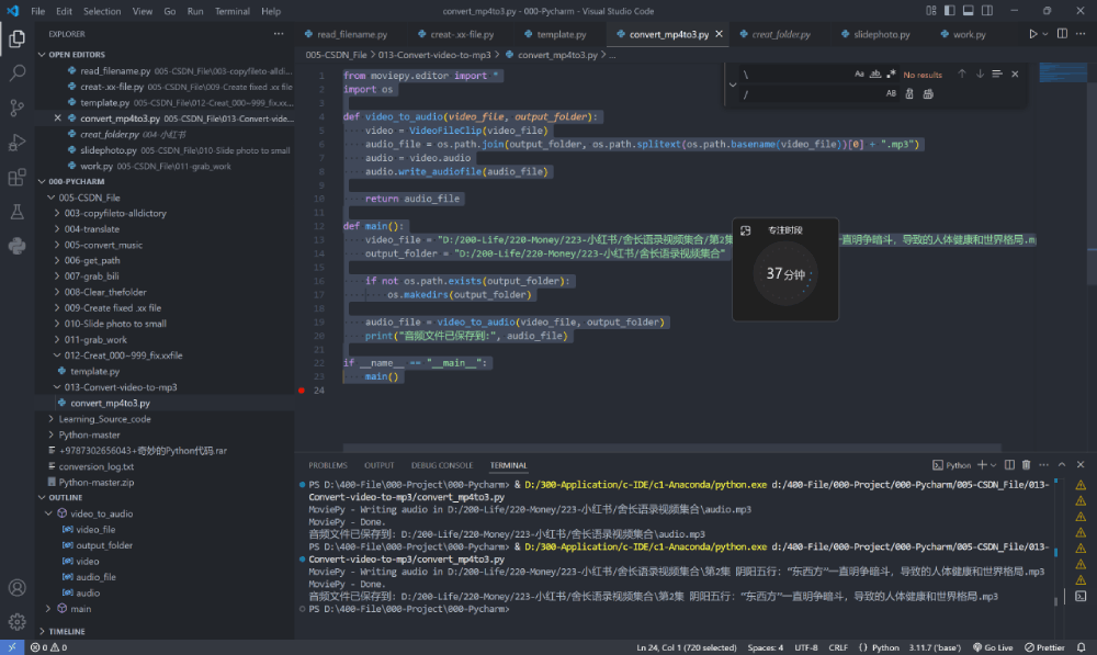 Python视频转音频实战指南：轻松提取视频中的声音