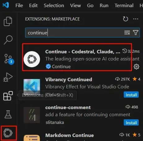 Continue(开源AI代码助手插件)